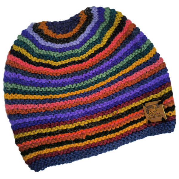 Hand knitted rainbow hat Large size