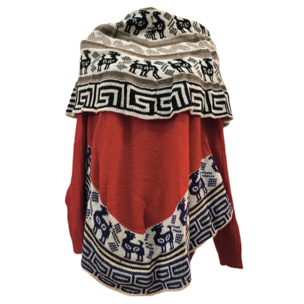 Janq'u Uyu 100% Alpaca high-necked sweater/poncho